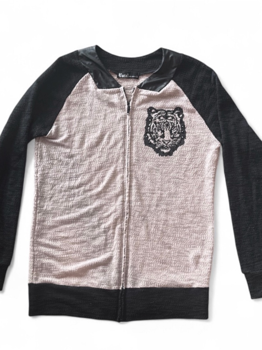 Vocal Tiger Rhinestone Embellished Zip Up Jacket XL Cotton Blend Made in USA